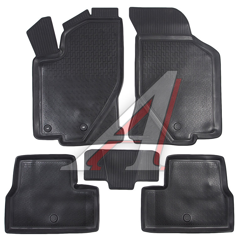 Коврик салона ВАЗ 1119 хетчбек,вагон (04-13/13-) полиуретан черный (5 предм.) RIVAL