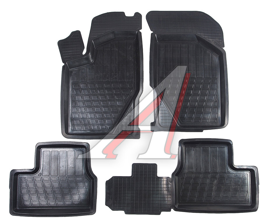 Коврик салона ВАЗ-2190 Гранта резина штатный комплект (4 предм.) ВРТИ