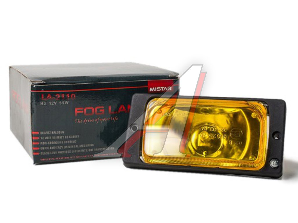 Фара дополнительная (дальний свет) 175х85мм 12V черная,желтая (комплект) MISTAR