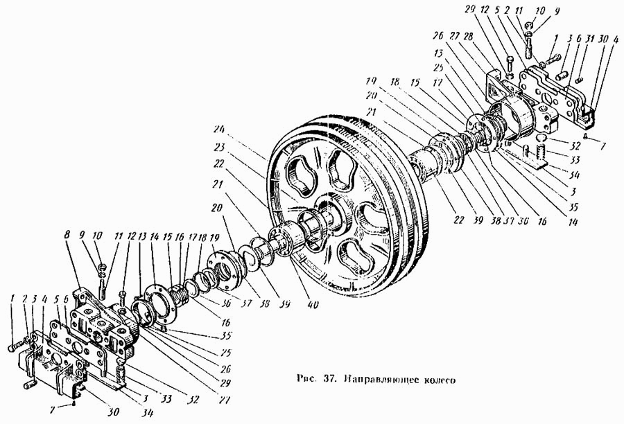Схема натяжного колеса т 130
