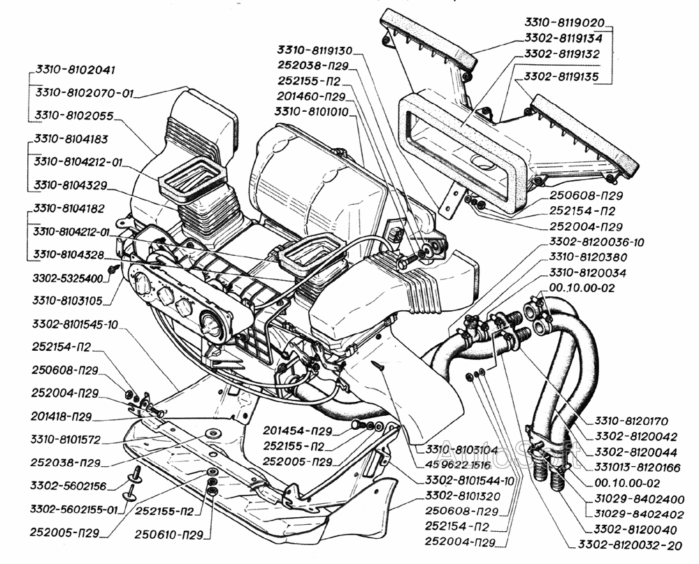Схема печки газель 3302
