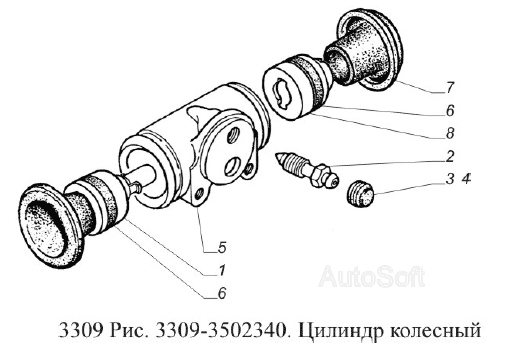 Силовой цилиндр газ 3309 схема