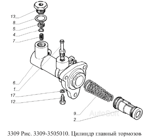 Силовой цилиндр газ 3309 схема