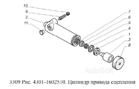 Главный цилиндр сцепления газ 3307 схема