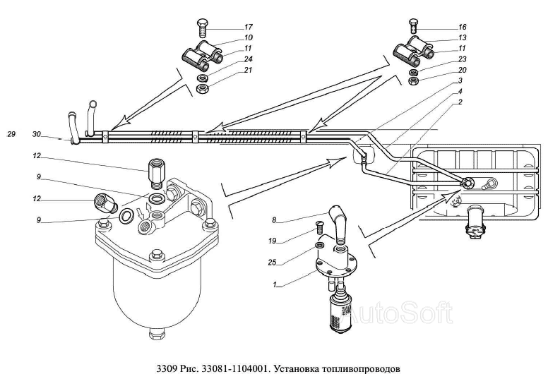 Схема топливной системы газ 3309