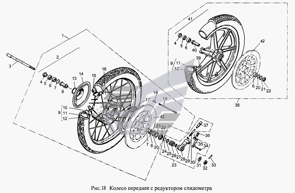 Заднее колесо иж планета 5 схема