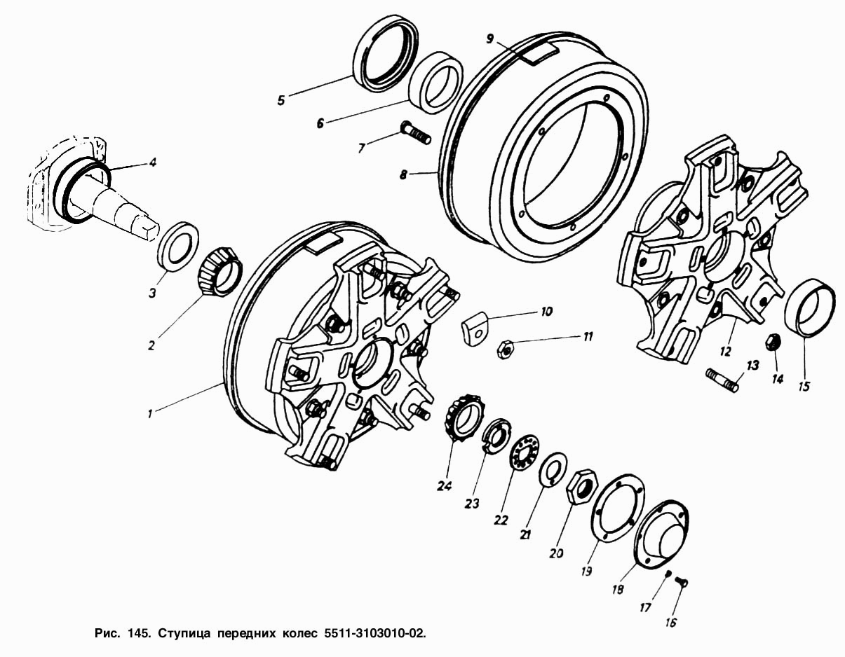 Сборка ступицы камаз. Ступица переднего колеса КАМАЗ 5320. Ступица заднего колеса КАМАЗ 5320 чертеж. Передняя ступица КАМАЗ 55111. КАМАЗ 5320 передняя ступица с барабаном.