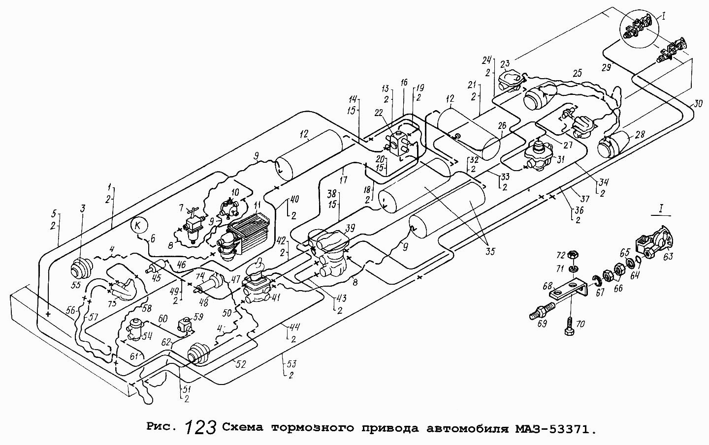 Маз 5516 схема тормозной системы