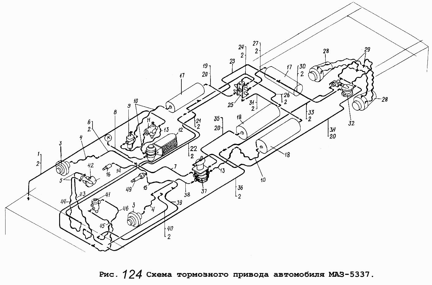 Маз 5516 схема тормозной системы