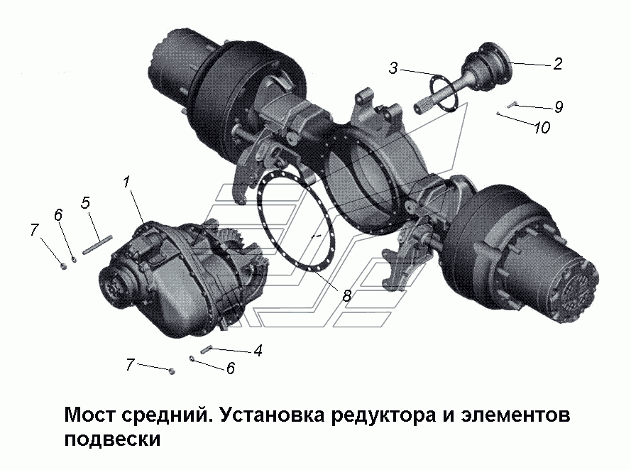 схема редуктора среднего моста маз