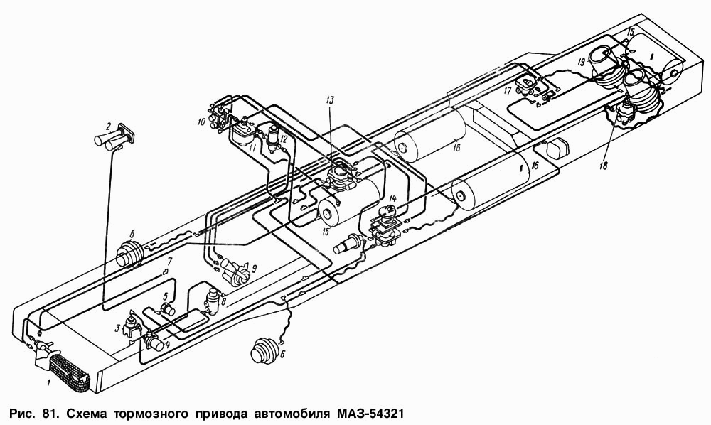 Маз 5516 схема тормозной системы