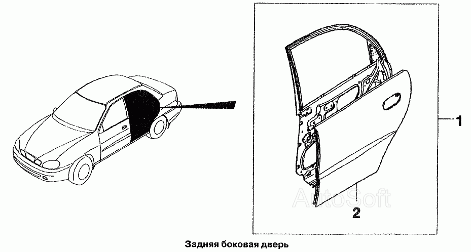 Дверь Задняя Ланос Купить