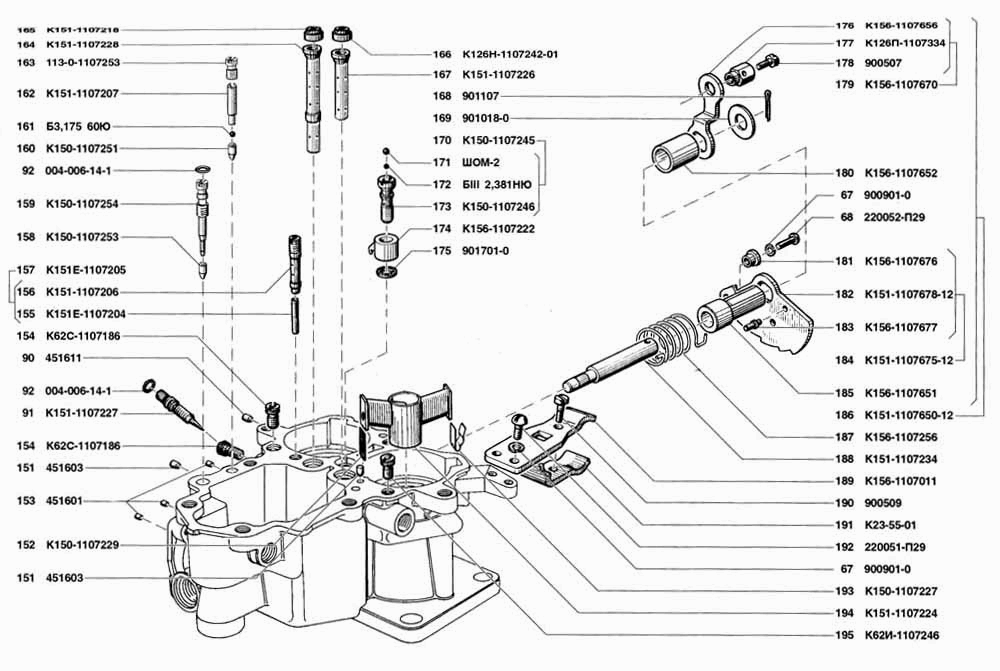 Схема сборки карбюратора к151