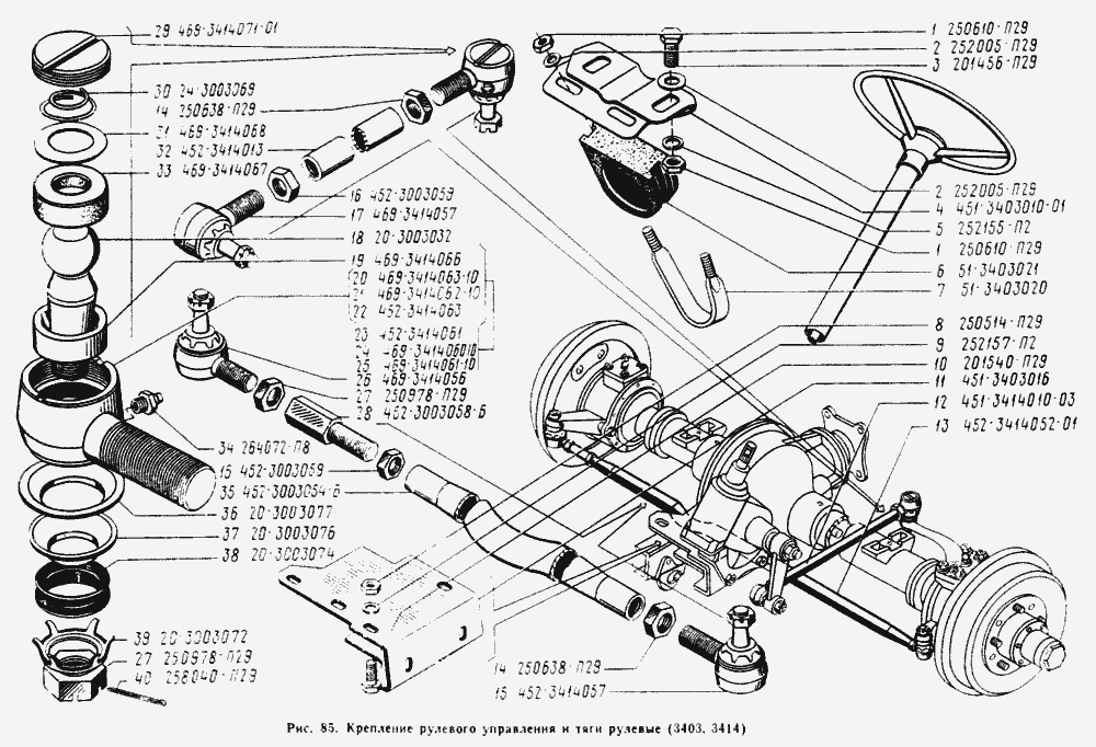 Крепление рулевого управления, тяги ...