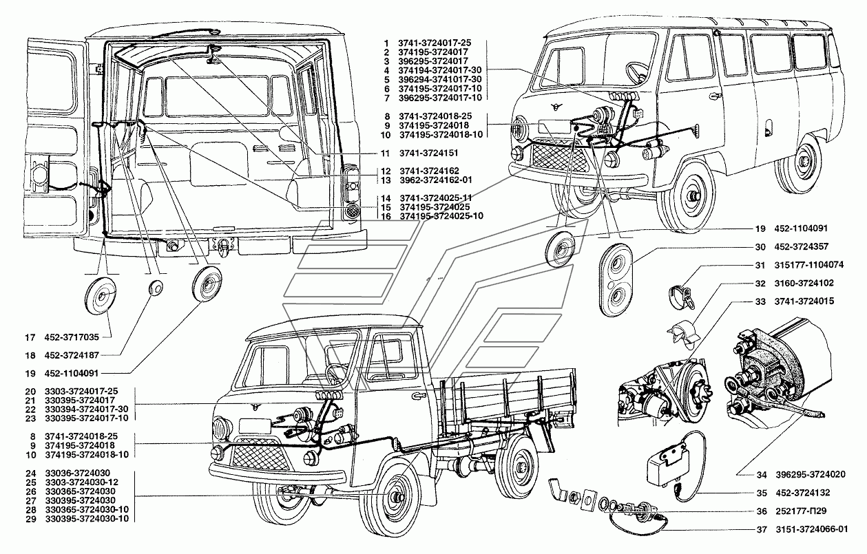 Схема электрооборудования уаз 3741