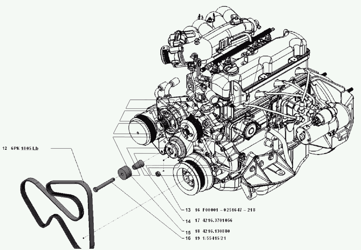 Схема ремня 4216 газель бизнес