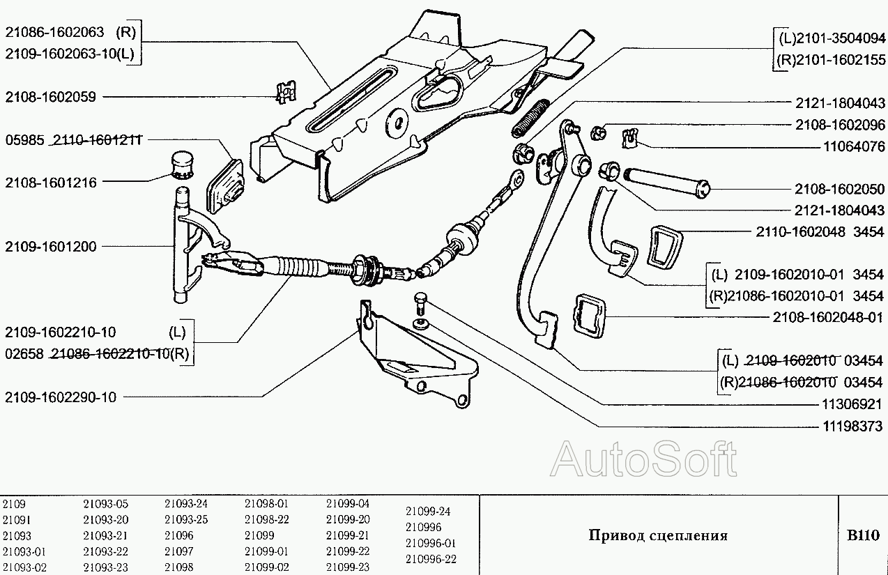 Схема привода ваз 2109