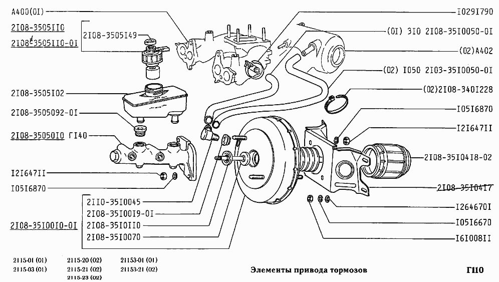 Схема тормозной системы ваз 2115