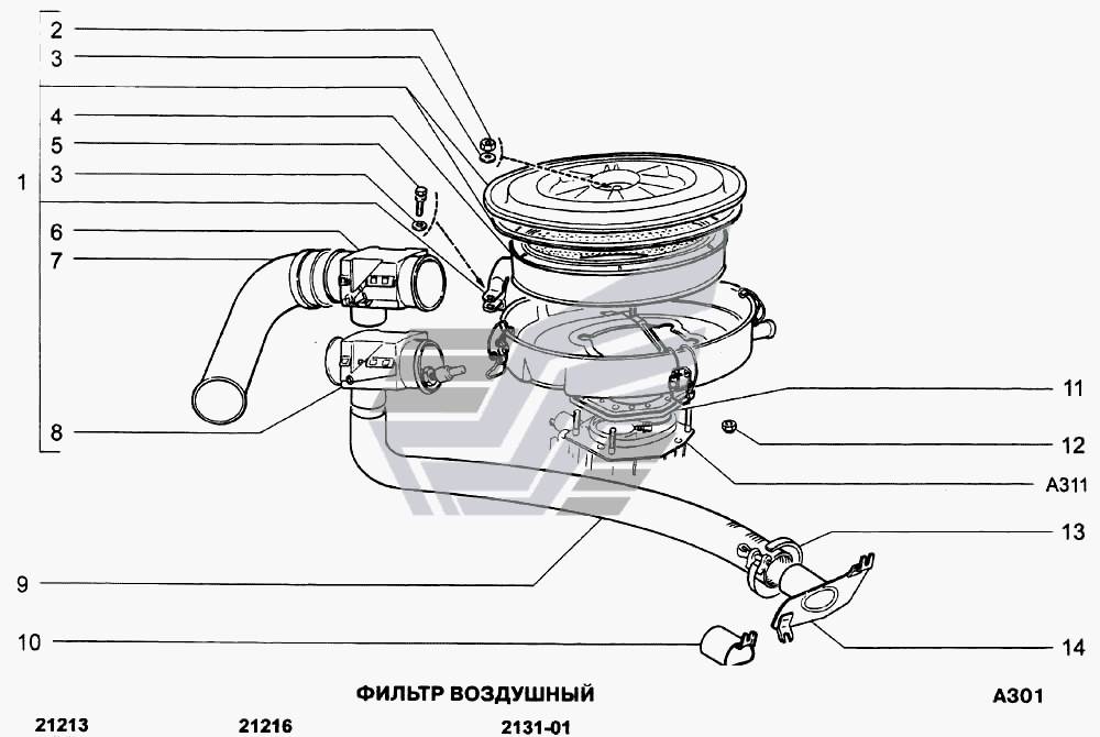 Схема воздушного фильтра