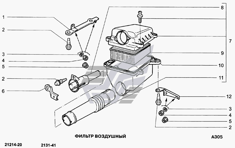 Как снять корпус воздушного фильтра нива Фильтр воздушный ВАЗ-21213-214i (NIVA) (Чертеж № 104: список деталей, стоимость 