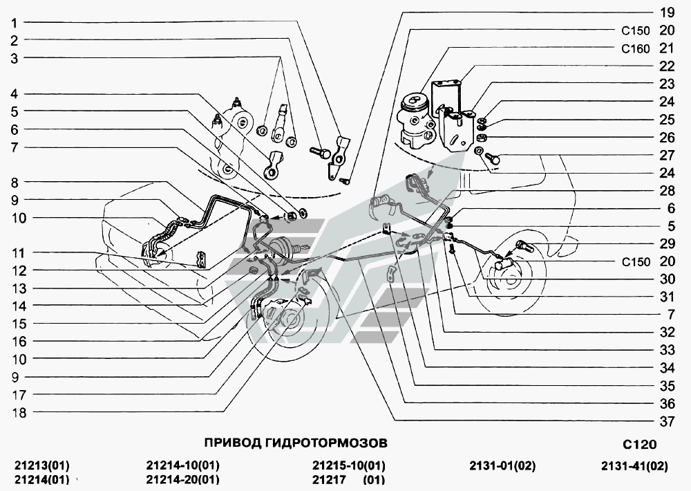 Схема задних тормозов нива шевроле