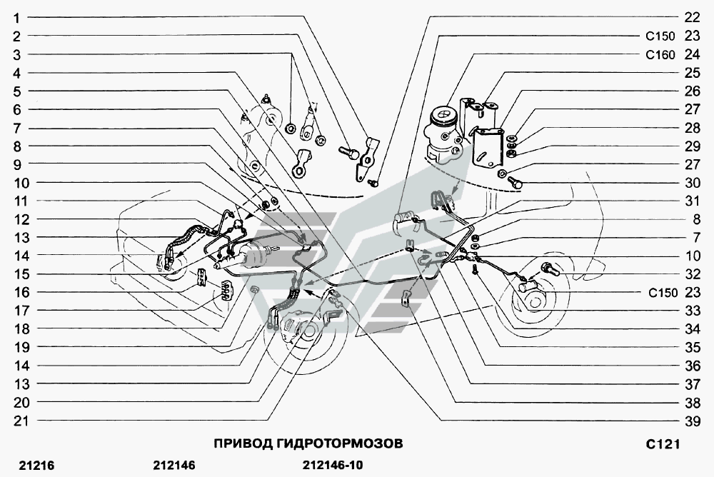 Схема тормозов 21214