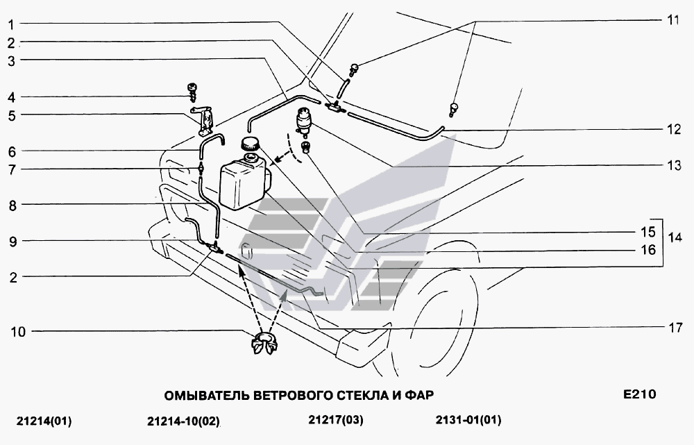 Схема омывателя заднего стекла нива 21213