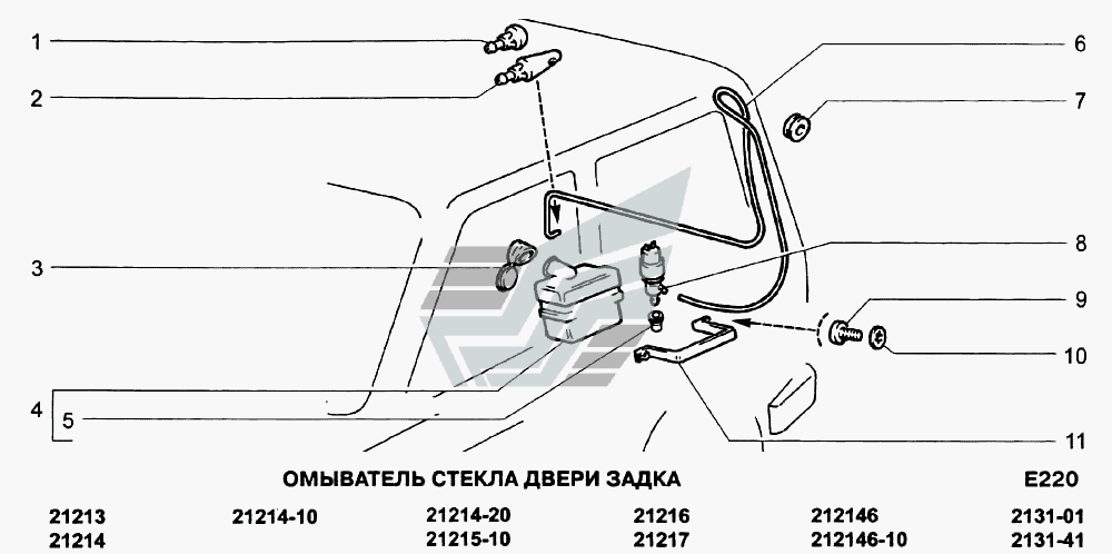 Схема омывателя заднего стекла нива 21213