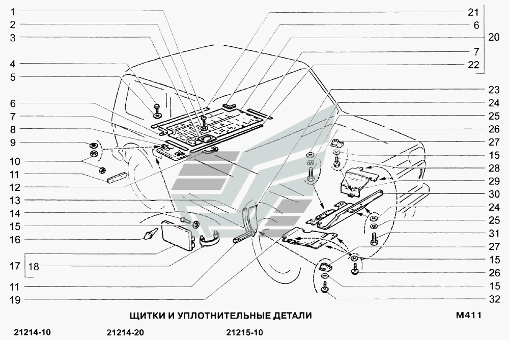 Схема задних фонарей нива
