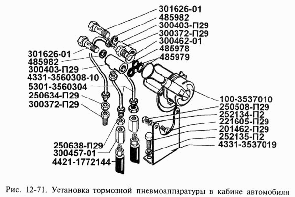 Схема ручника зил 4331