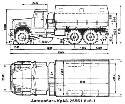 Чертеж КрАЗ-255Б1 Чертеж КрАЗ-255Б1