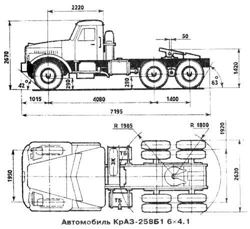 Чертеж КрАЗ-258Б1