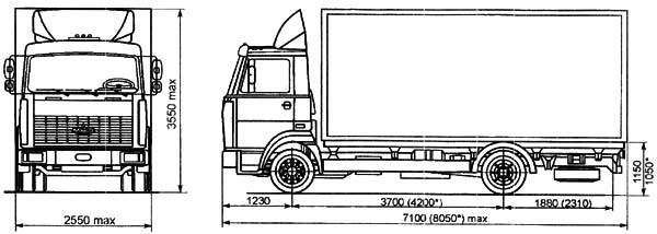 Чертеж МАЗ-437040-020(-060) и МАЗ-437040-023(-063)