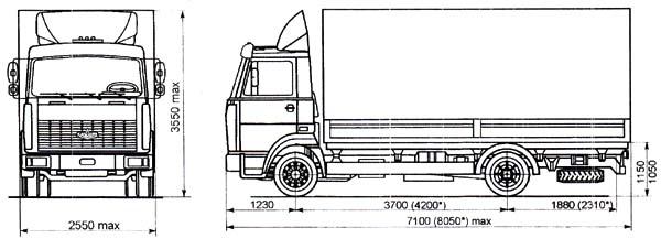 Чертеж МАЗ-437040-021(-061) и МАЗ-437040-022(-062)