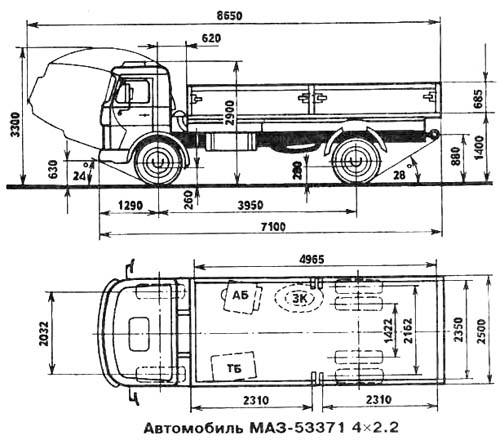 Чертеж МАЗ-53371 Чертеж МАЗ-53371