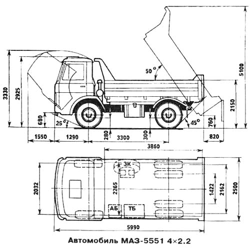 Чертеж МАЗ-5551