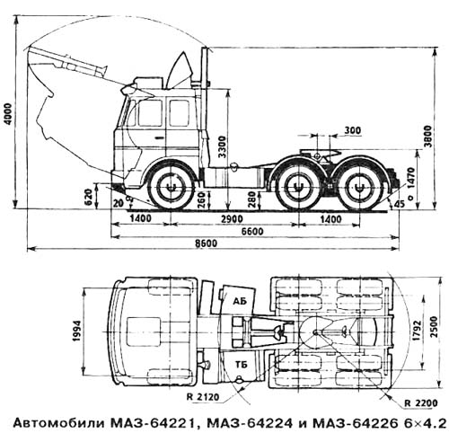 Чертеж МАЗ-64229, МАЗ-64221 и МАЗ-64224
