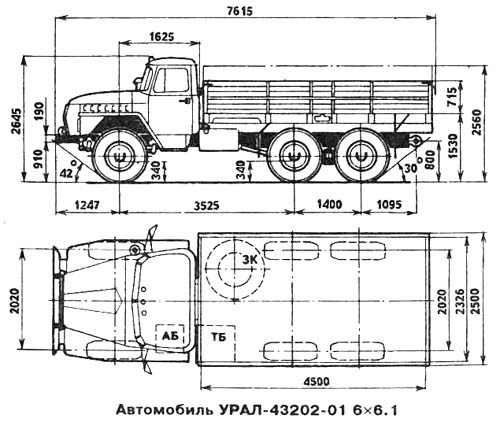 Чертеж УРАЛ-4320-01 и УРАЛ-43202-01