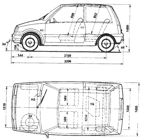 Чертеж ВАЗ-1111 Ока