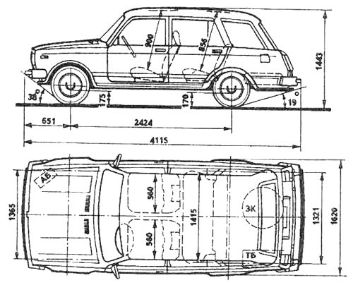 Чертеж ВАЗ-2104 Чертеж ВАЗ-2104