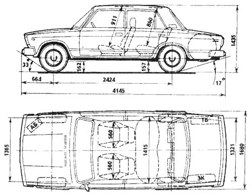 Чертеж ВАЗ-2107 Чертеж ВАЗ-2107