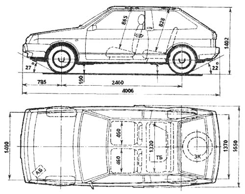 Чертеж ВАЗ-2108 Чертеж ВАЗ-2108