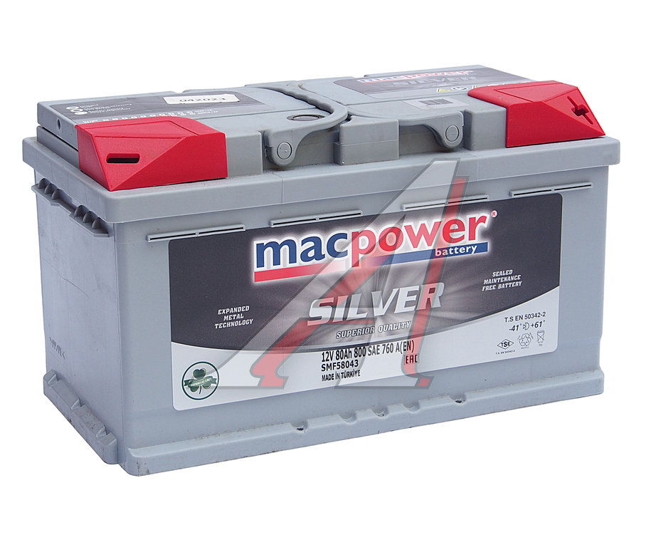 Аккумулятор MACPOWER 80Ач обратная полярность, низкий