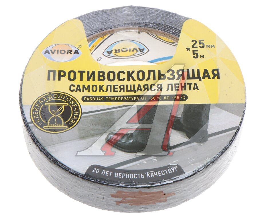 Лента самоклеящаяся противоскользящая 25x0.76мм 5м черная AVIORA, , фото 1 Изображение 1, 302-018 Лента самоклеящаяся противоскользящая 25x0.76мм 5м черная AVIORA