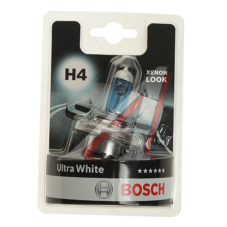 Лампа 12V H4 6055W P43t блистер (1шт.) Ultra White BOSCH