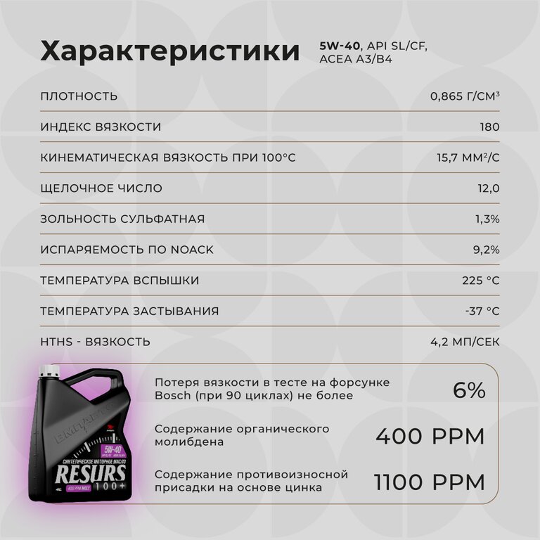Масло моторное ВМП-АВТО Resurs A3/B4 5W40 синт. 1л, ВМПАВТО 5W40, фото 10 Изображение 10, 9291 Масло моторное ВМП-АВТО Resurs A3/B4 5W40 синт. 1л