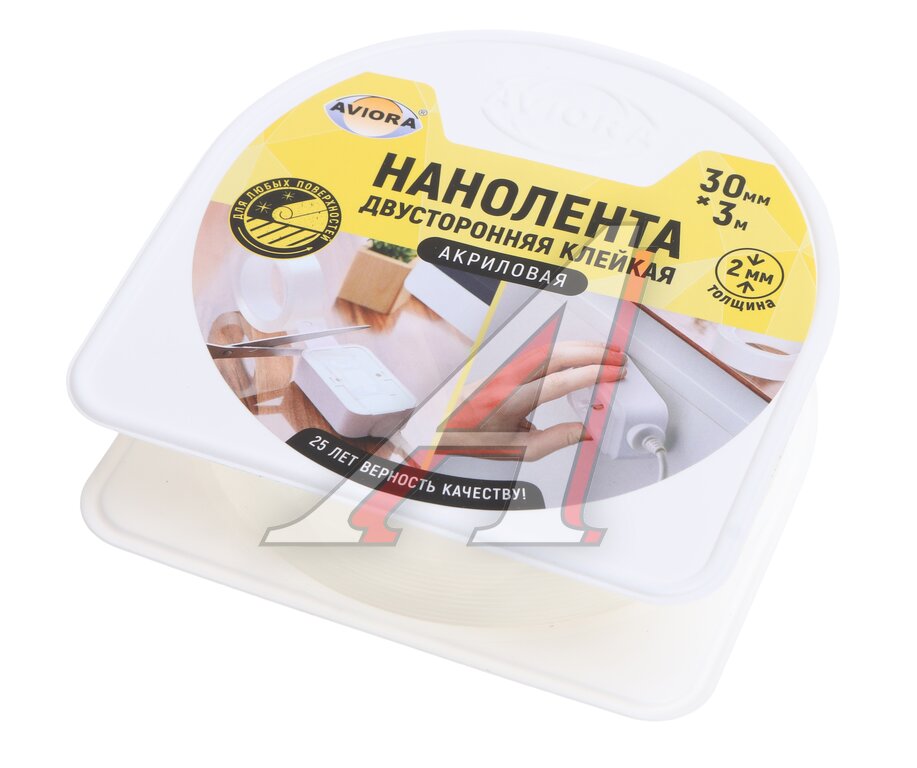 Скотч двусторонний 30x2мм 3м прозрачный акриловый AVIORA, , фото 1 Изображение 1, 303-016 Скотч двусторонний 30x2мм 3м прозрачный акриловый AVIORA