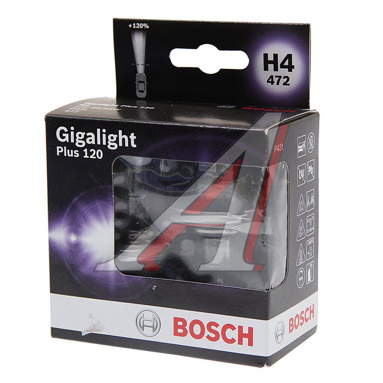 Лампа 12V H4 6055W P43t +120% (2шт.) Gigalight Plus 120 BOSCH