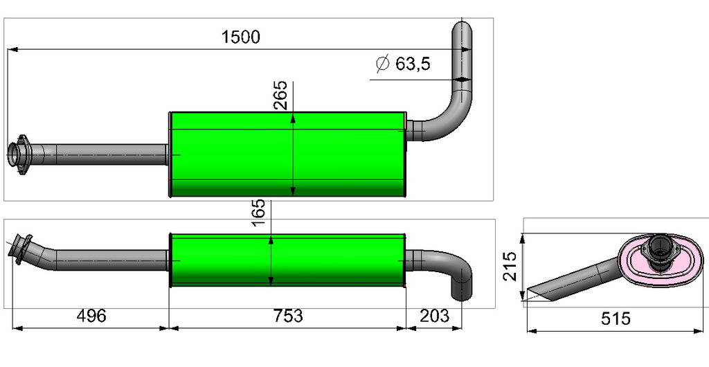 Глушитель ГАЗ-3302, 3221 дв.CUMMINS 2.8, УМЗ-4216 ЕВРО-4 выход боковой ...