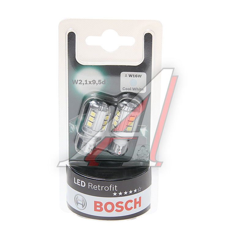 Лампа светодиодная 12V W16W W2.1x9.5d 6000K блистер (2шт.) Retrofit BOSCH